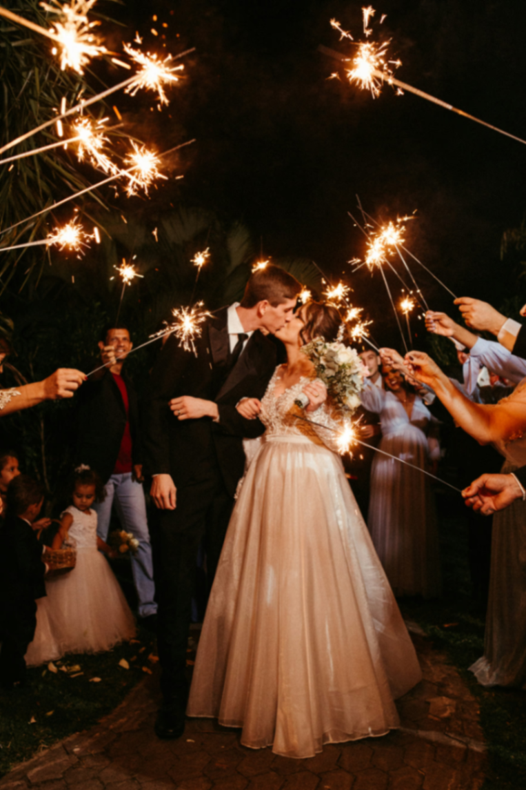 Joyful couple celebrating their wedding