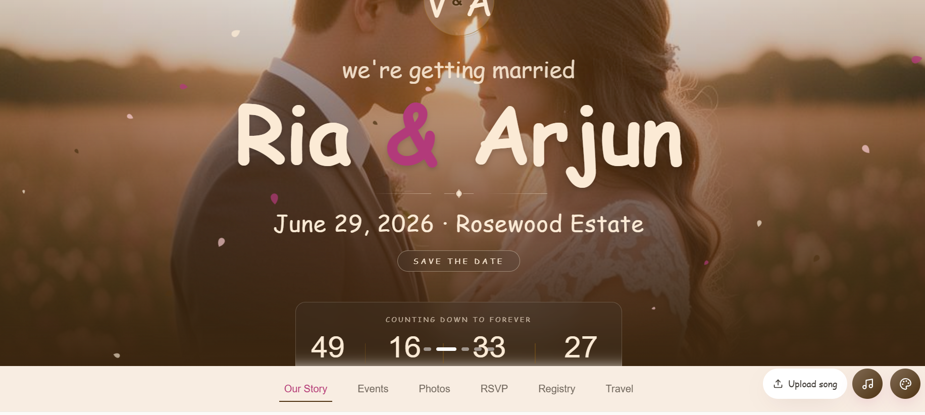 AyeDu wedding website preview
